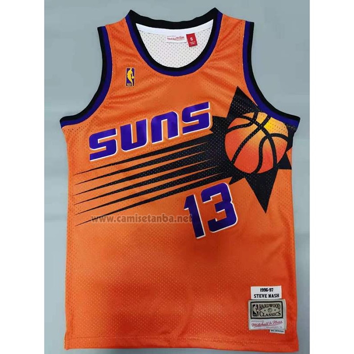 Camiseta Phoenix Suns Steve Nash NO 13 Mitchell & Ness 1996-97 Naranja